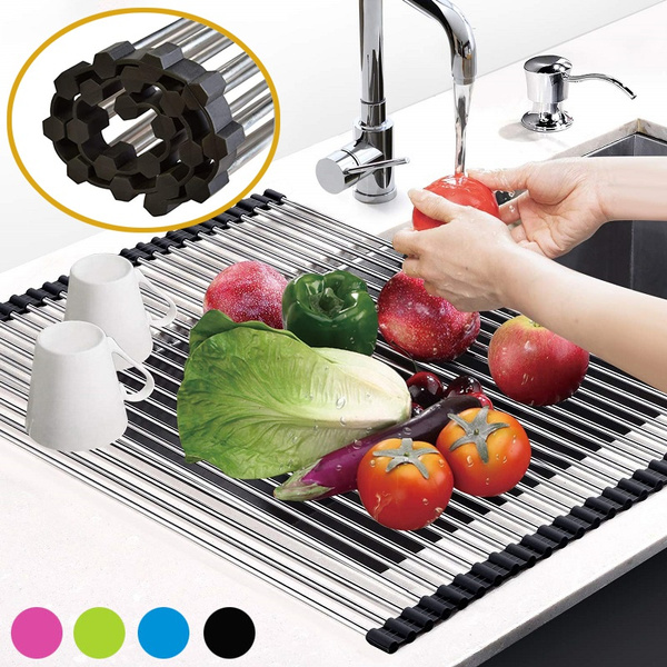 Kitchen Accessories Foldable Dish Drying Rack Drainer Over Sink