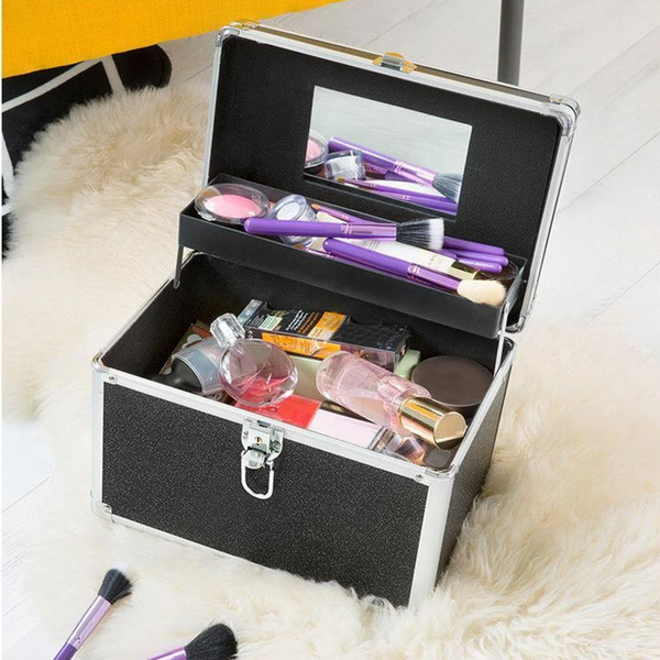Portable Lockable Aluminium Hard Make Up Travel Storage Box