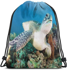 Turtle, drawstring backpack, fish, sportgymdaypack