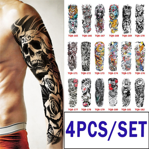 Amazon.com : Cool Compass Temporary Tattoo Sleeve For Men Adults Realistic  Samurai Wolf Rose Tattoo Sticker Extra Large Full Arm Tatoo : Beauty &  Personal Care