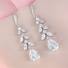 Sterling, DIAMOND, wedding earrings, sterling silver