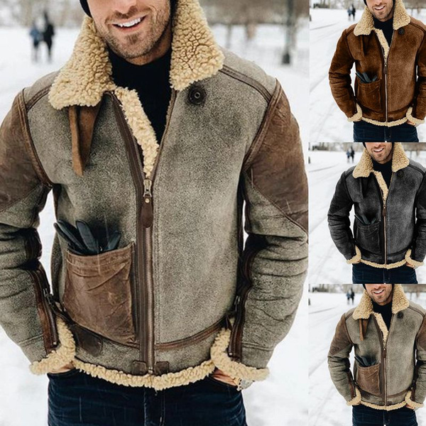 High Quality Fashion Men's Winter Shearling Jacket for Men Fur