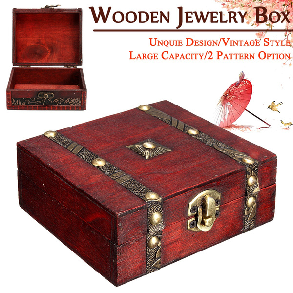 Vintage Wooden Treasure Case Jewelry Box Vintage Jewelry Storage Decorative  Box