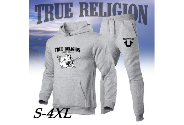 True Religion Fashion Printed Hooded Suits Hoodie Pants 2 piece