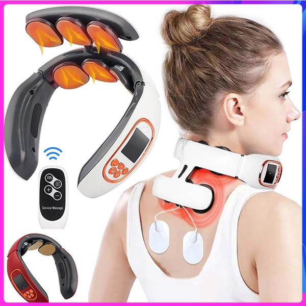 Intelligent TENS Cervical Massager 6 Heads Electric Neck and Back Massager  Pulse Massager with Heat Pain Relief Relaxation