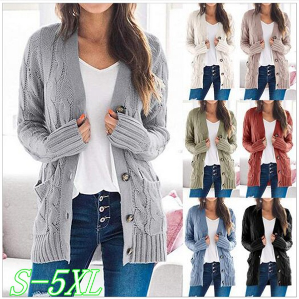 Women's Knit Cardigans Loose Slouchy Oversized Wrap Chunky Pocket Sweaters  Coat