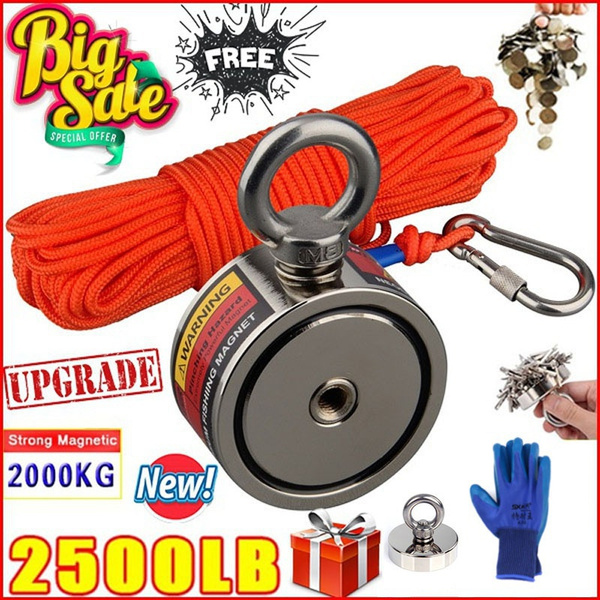 2021 New Strong Fishing Magnets Combined 3000lbs Pull Force Double Side  Retrieval Magnet N52 Neodymium Magnets with Durable Rope Powerful Magnets  for Fishing and Magnetic Recovery Salvage