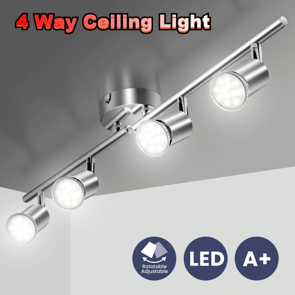 4 Way Led Ceiling Spot Lights Fitting Gu10 Bulb Downlight Bathroom Spotlight Lamp With X Bulbs Wish - How To Fit Led Spot Lights In Ceiling Light