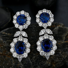 Sterling, DIAMOND, Gemstone Earrings, sterling silver