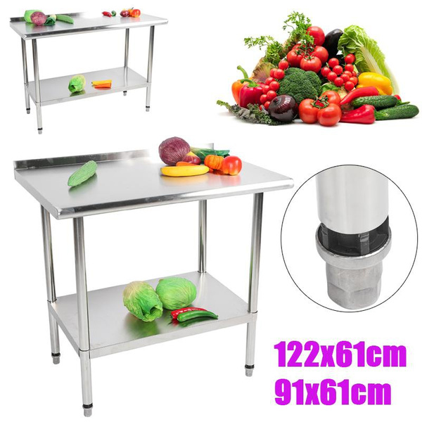 Stainless Steel Kitchen Work Bench Commercial Catering Table Food Prep ...