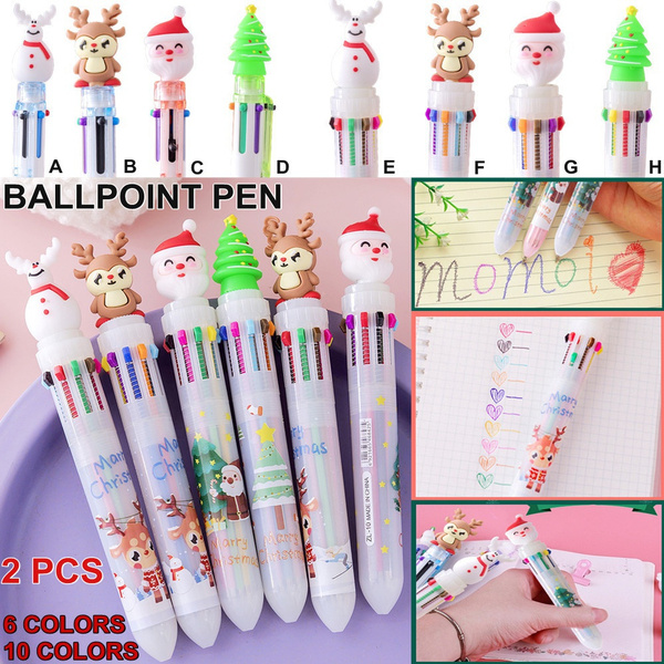 Creative Cute Ballpoint Pen 10-Color Press-Action Cartoon Multi-Color Pen  Student Marker Focus Handbook Writing Decorative Pen - China Christmas  Water Pen, Christmas Children's Gifts