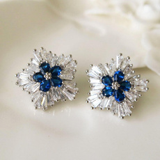 DIAMOND, 925 sterling silver, Gemstone Earrings, Stud Earring