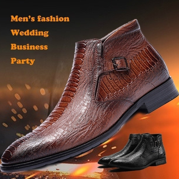 Men Business Office Shoes Leather Boots Casual Ankle Boots Men's Short Boots Shoes Fashion Office Shoes Male Wedding Dress Shoes | Wish