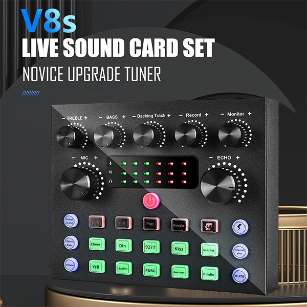 V8s Tarjeta De Sonido Micrófono Audio Podcast Mezclador V8s Tarjeta De Sonido Micrófono Audio Podcast Mezclador