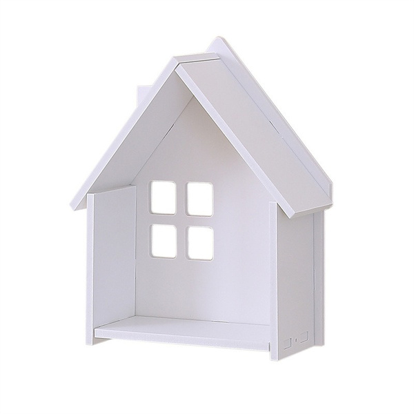 Wooden House Shape Wall Hanging Shelf Toy Storage Shelves Living Home