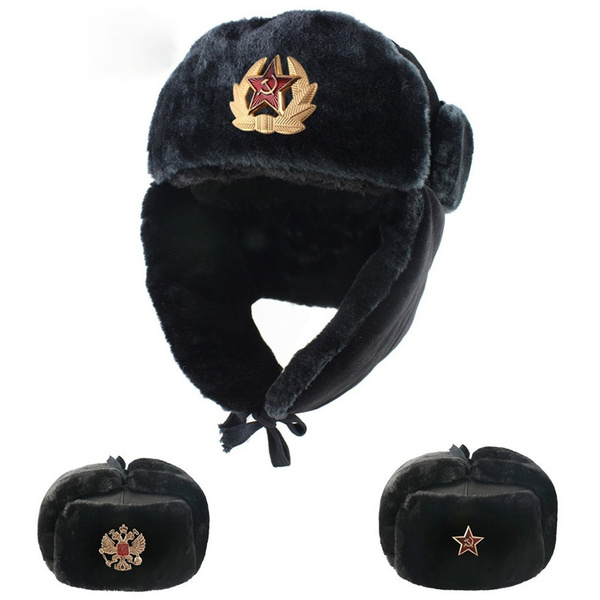 Military Badge CCCP Ushanka Bomber Hats 