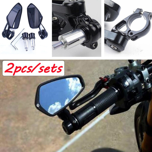 2pcs/sets Motorcycle Aluminum Rearview Mirror 7/8 22mm Bar End Side  Universal Motorbike Bike Handlebar Rear View Mirrors Modification