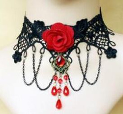 Vintage, Goth, Jewelry, flower necklace