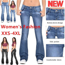 Fashion, plus size jeans, bellbottomjean, pants