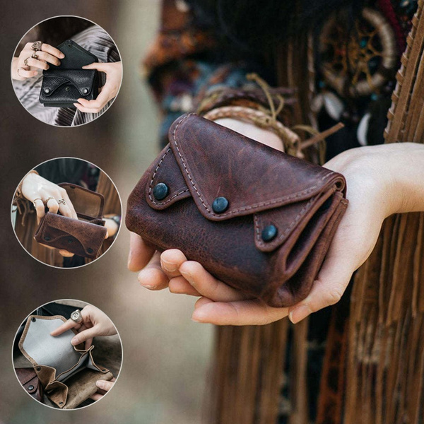 Medieval Vintage Money Pouch Bag Accessory Viking PU Leather Drawstring Bag  Coin Purse