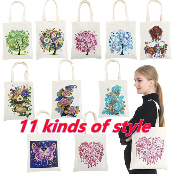  Love Flowers Diamond Painting Tote Bag,5D DIY Rhinestone Cross  Stitch Shopping Bags Paint by Number Gems Art Craft Handmade Shoulder Bag  Reusable Canvas Grocery Bag for Women Girls Christmas Gift