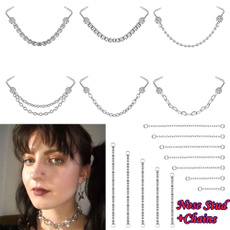 Steel, nosestudswithchain, Jewelry, Chain