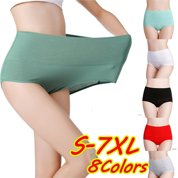 S ~ 7xl Plus Size Panties For Women Underwear High Waist Briefs Abdomen Cotton Underpants Solid