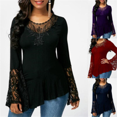 Shirts & Tops, Plus Size, Lace, Sleeve