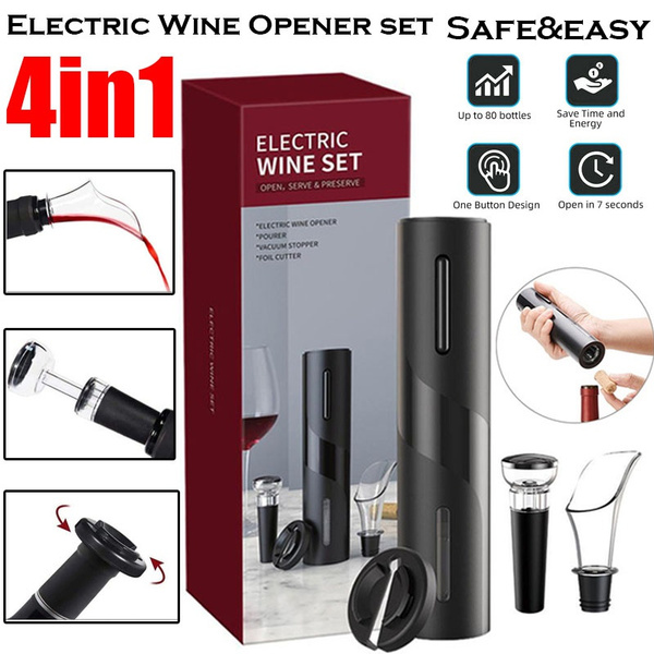 4 In1 Electric Wine Opener Set Rechargeable Wine Bottle Corkscrew