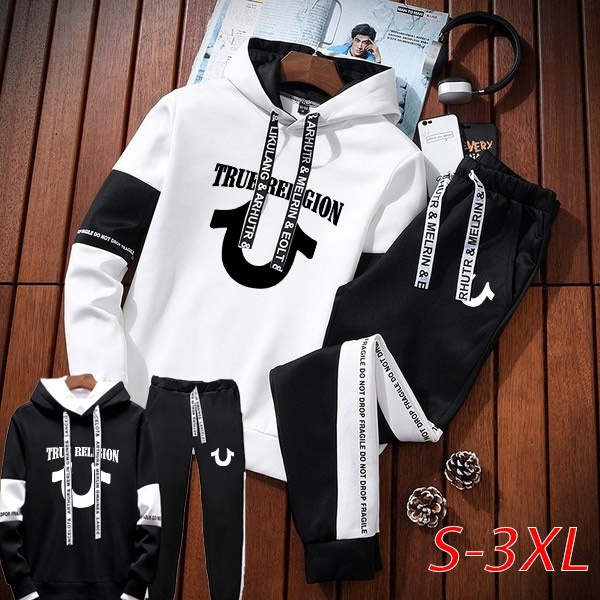 Brand New Mens True Religion Jogging Hooded Sweatshirt Suit Pullover  Sweatpants Sports Track Suit Plus Size | Wish