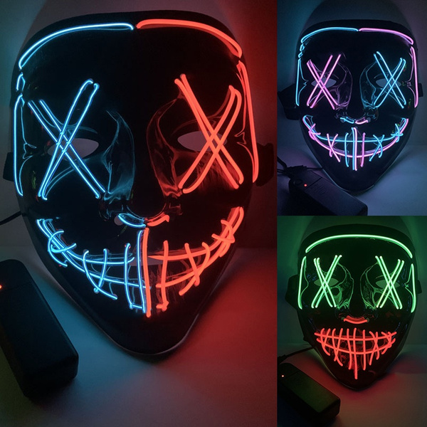 Halloween Glow Mask LED Light Up Horror Costume Party Cosplay Scary ...