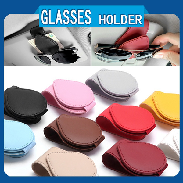 Fashion Car Glasses Holder Business Card Sunglasses Holder Leather Sun Visor Storage Holder Car
