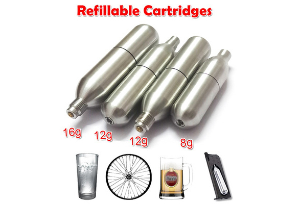 Stainless Steel Refillable 12g 16g threaded Rechargeable CO2