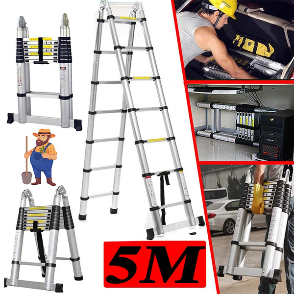 5M/16.5FT Telescoping Extension Ladder 2in1,MultiPurpose Aluminum