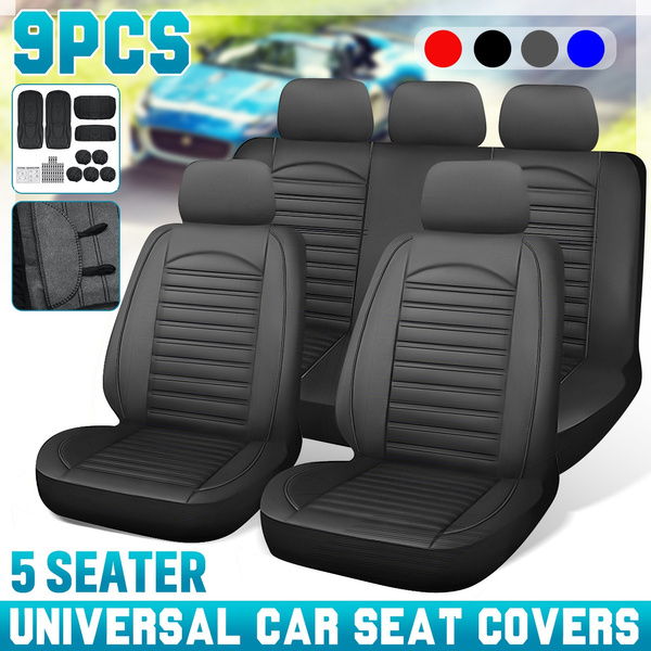4/9Pcs 5-seater Universal Front Rear Car Seat Covers Protector Breathable Cover 