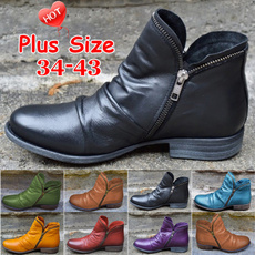 ankle boots, Plus Size, Winter, leather