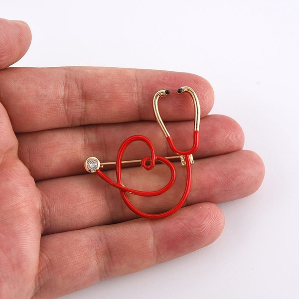 ZARD Stethoscope Heart Enamel Pin Brooch Gift for Doctor Nurse Medical Stuff