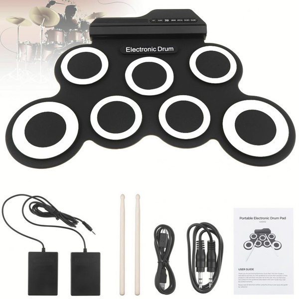 Portable Electronic Digital USB 7 Pads Roll Up Drum Set Silicone