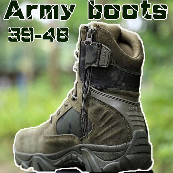 Men’s Military Tactical Boots Waterproof Hiking Combat Boots Army Comp Toe Side Zip Work Boots