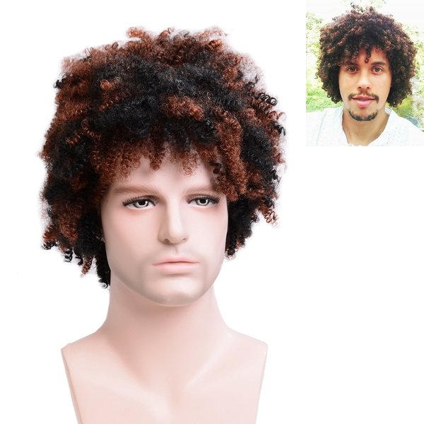 Afro Kinky Curly Hair Replacement Wigs 70s Wigs for Men Disco Costume ...