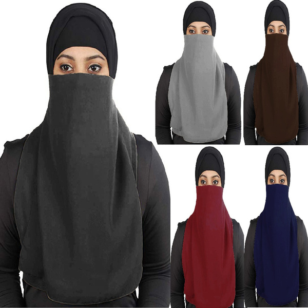 2 Pack Niqab Muslim Nikab Women Burka Amira Veil Hijab Ramadon Islamic Burqa Scarf Arab Neck 3109