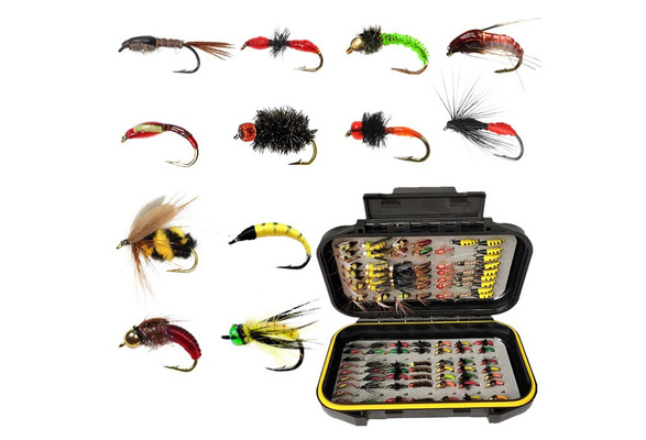 24-100pcs Fly Fishing Flies Kit Fly Fishing Lures Bass Salmon Trouts Flies  Dry/Wet Fishing Feather Bait Fishing Tackle