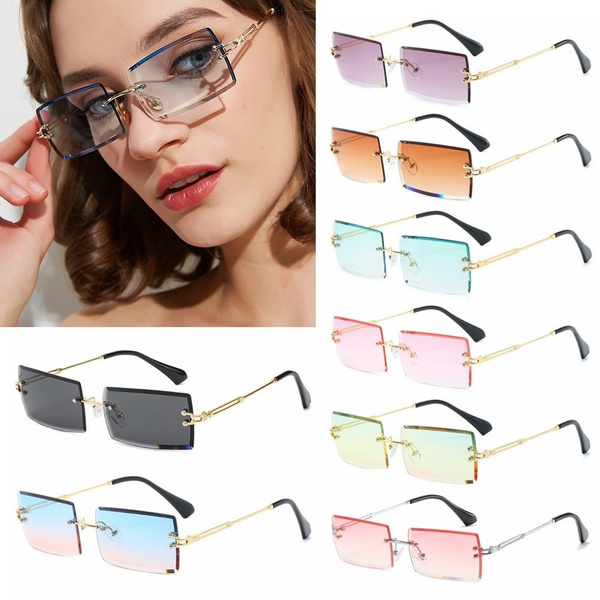 Traveling Style Fashion Rimless Mountaineering Sunglasses Trendy Small  Rectangle Sun Glasses UV400 Shades For Men Women Eyewear Christmas  Halloween Gifts