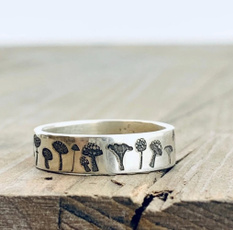 Sterling, Mushroom, wedding ring, 925 silver rings