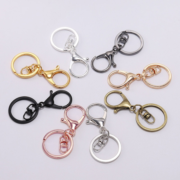 5pcs/lot Gold Silver Keychain Ring 30 mm Key Ring Long 70 mm Lobster ...