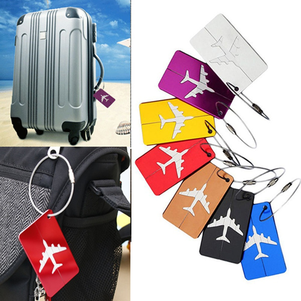 Lost-proof luggage tag Airplane square shape suitcase ID address Name ...