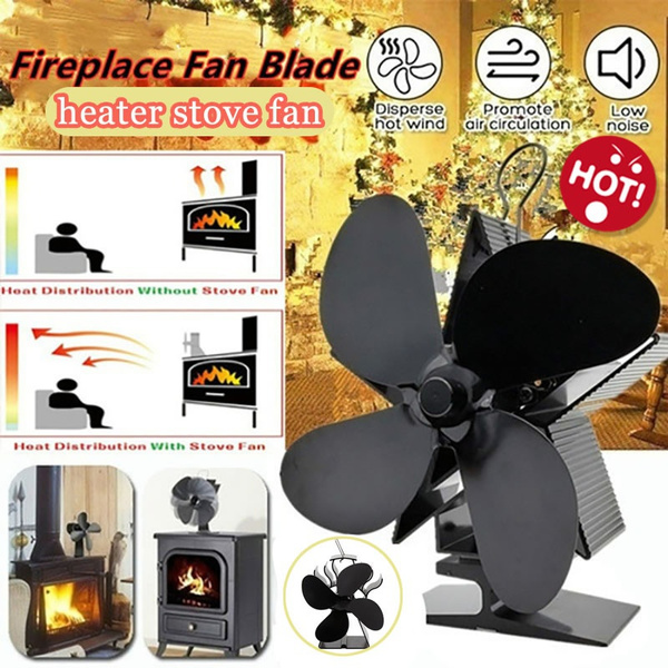 4 Blades Improved Wood Burning Stove Fireplace Fan - Silent Motors Heat ...