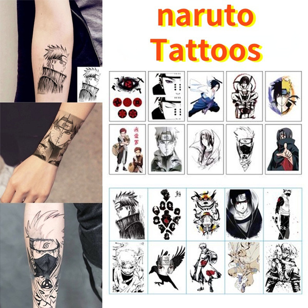 10 Pçs Anime Naruto Adesivo de Tatuagem Akatsuki Uchiha Itachi Pain  Sharingan Autocolantes para Tatuagem