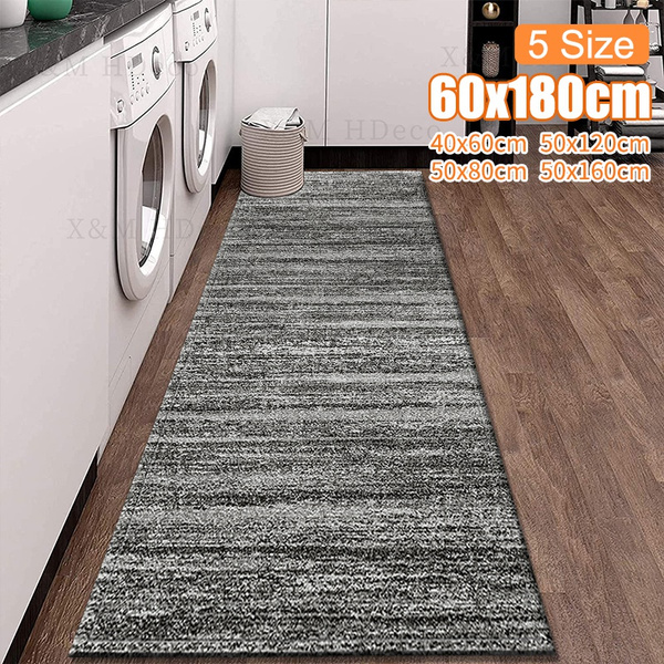 Contemporary Transitional Gray Runner Rug Non Skid Washable Rug