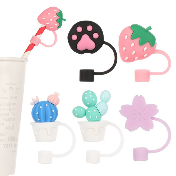 1PC Cute Straw Tips Airtight Reusable Drinking Dust Cap Silicone